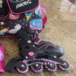 Kids Rollerblades with bag and protective gear